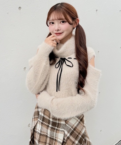 NOMAE(ノーマエ) ニット セーター ベロアリボンオフタートルニット NOMAE(ノーマエ) ニット セーター ベロアリボンオフタートルニット
