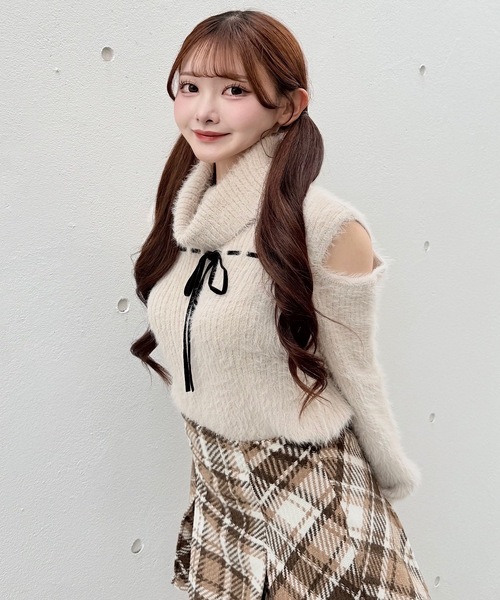 NOMAE（ノーマエ） ニット セーター ベロアリボンオフタートルニット