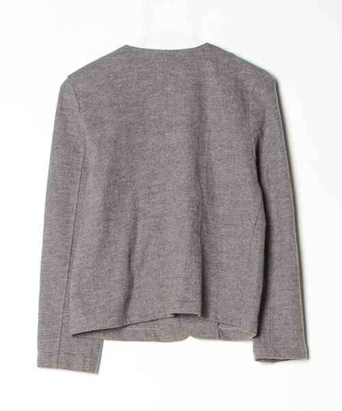 「NIMES」 ノーカラージャケット - グレー レディース_画像2