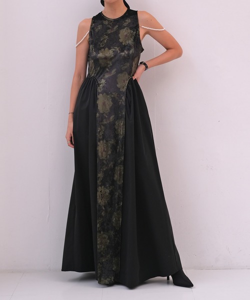 AKTE（アクテ） ワンピース パールストラップベロアワンピース