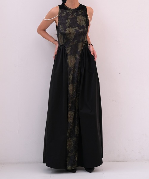 AKTE（アクテ） ワンピース パールストラップベロアワンピース