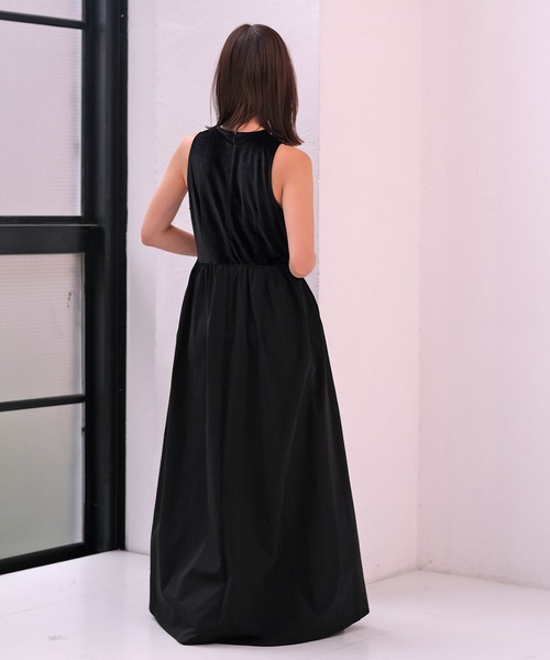 AKTE（アクテ） ワンピース パールストラップベロアワンピース