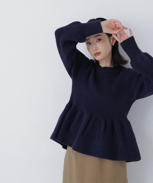 mideal アーガイルペプラムニット ネイビー mideal アーガイルペプラムニット グレー - メルカリ