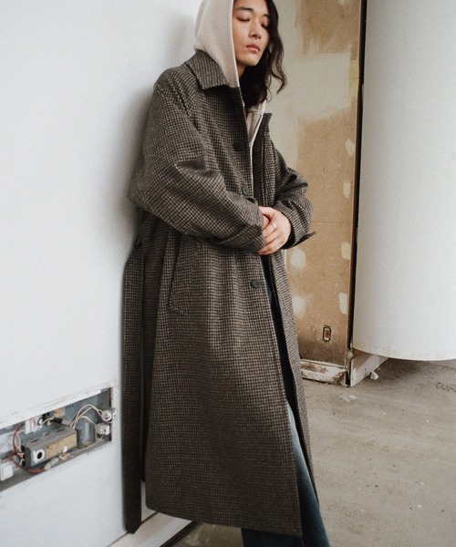 Y*a様 今季冬！新品同様品！「WYM」ウーリーヘリンボーンバルマカンコート WOOLY HERRINGBONE BALMACAAN COAT（ステンカラーコート）｜WYM LIDNM