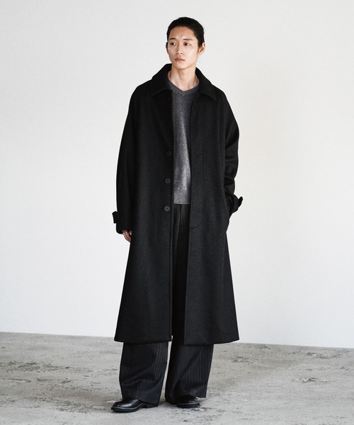 WYM LIDNM ステンカラーコート コート WOOLY HERRINGBONE BALMACAAN