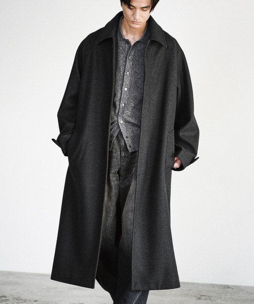 WYM LIDNM ステンカラーコート コート WOOLY HERRINGBONE BALMACAAN