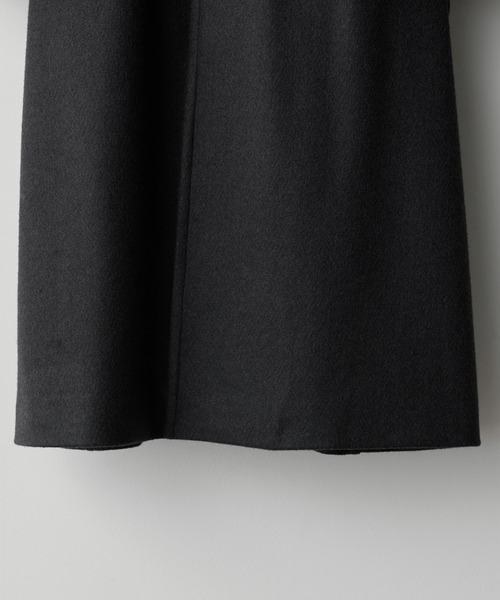 WYM バルマカン　ステンカラーコート　新作　チャコール WYM LIDNM ステンカラーコート コート WOOLY HERRINGBONE BALMACAAN