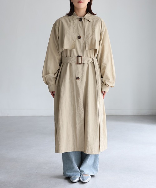 「Riberry」 ステンカラーコート MEDIUM ブラック レディース_画像2