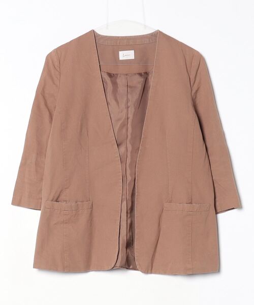 louren（ローレン） ノーカラージャケット FREE ブラウン レディース