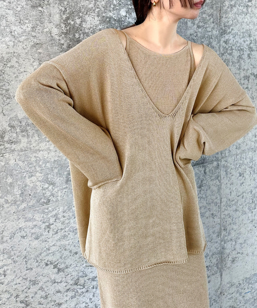 select MOCA by son」 長袖ニット FREE グレイッシュベージュ