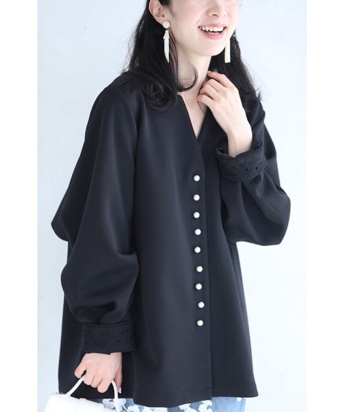 「CAWAII」 「plan RICHE」ノーカラージャケット FREE アイボリー レディース_画像5