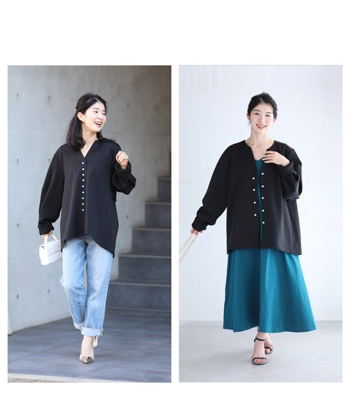 「CAWAII」 「plan RICHE」ノーカラージャケット FREE アイボリー レディース_画像9