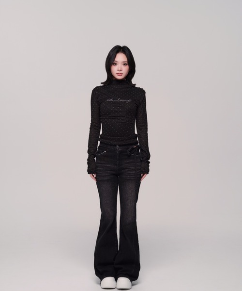 andwang AND bijou high neck tops ブラック ANDWANG tシャツ AND bijou high neck tops レディース : ZOZOTOWN