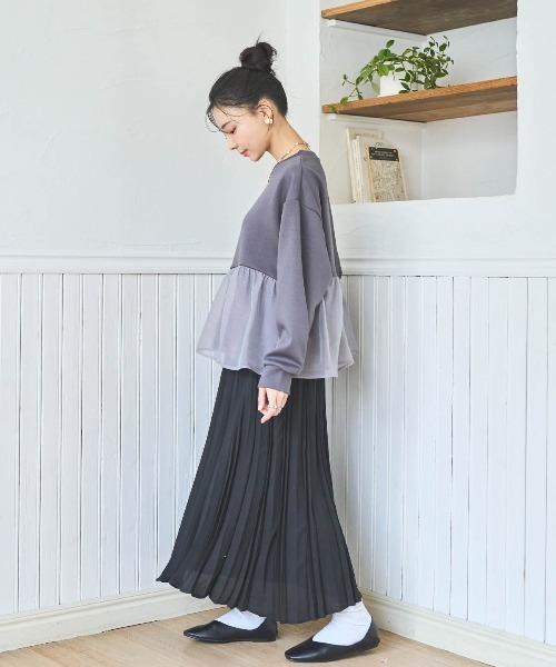 「mil」 プリーツスカート X-SMALL キャメル レディース_画像4