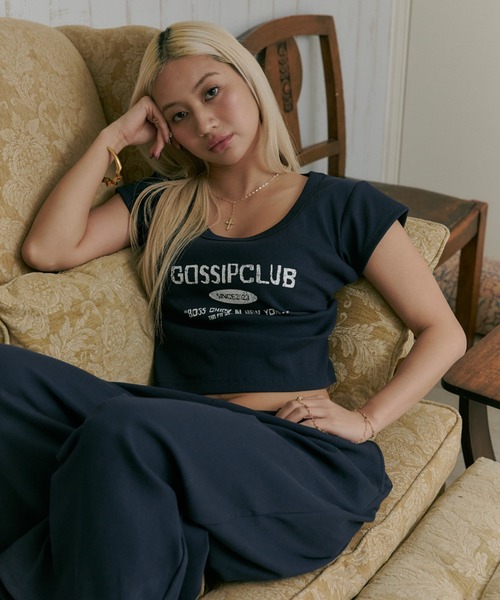 GOSSIP CLUB セットアップ ロゴプリントリブセットアップ レディース