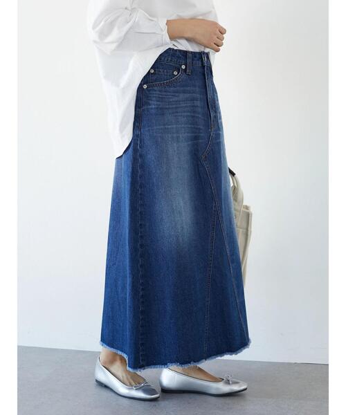 「CRAFT STANDARD BOUTIQUE」 デニムスカート L ライトインディゴブルー レディース_画像4