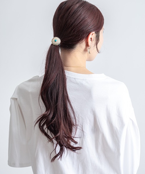 ヘアゴム 「HARPO」ヘアゴム　シュシュ　銀製　シルバー　ターコイズの画像