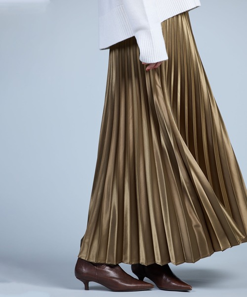 「N.O.R.C」 プリーツスカート S アイボリー レディース_画像3