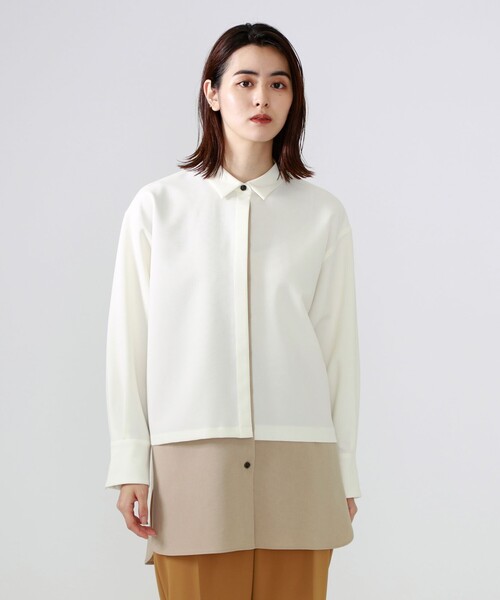 「CAST:」 長袖シャツ M ネイビー レディース_画像4