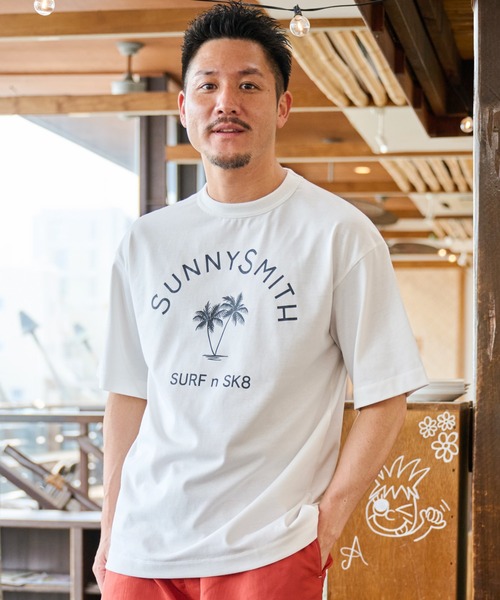 「Sunny Smith」 半袖Tシャツ MEDIUM ホワイト メンズ_画像4