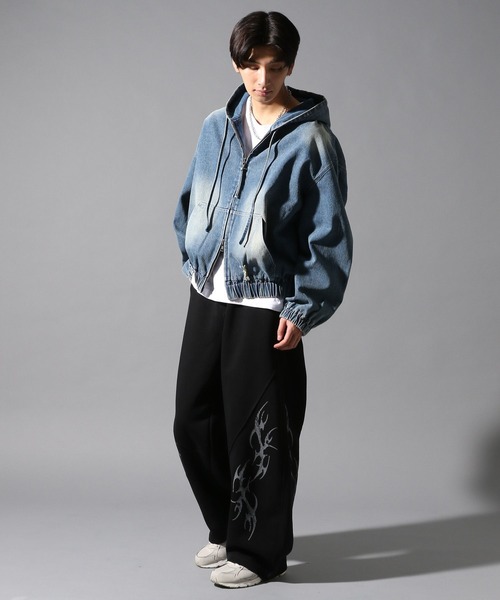 未使用に近い　NOID.　デニムスウェットフーデッドジャケット　USED加工　Ｍ Absolute Need Washed Denim Pant Set - Medium Wash | Fashion Nova