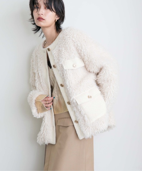「Eimee Law」 ノーカラージャケット 38 グレー レディース