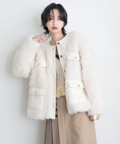 「Eimee Law」 ノーカラージャケット 38 グレー レディース