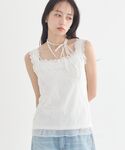 キャミソール 「2WAY/紐取り外し可能」総レ...の詳細画像1