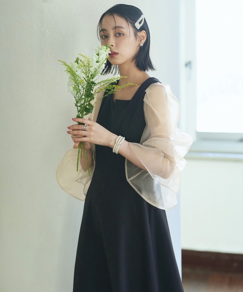 「RUIRUE BOUTIQUE」 長袖ワンピース LL ブルー レディースの画像