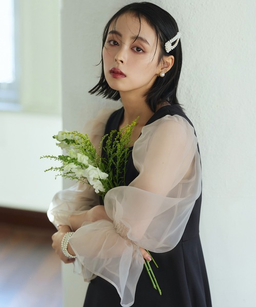 「RUIRUE BOUTIQUE」 長袖ワンピース LL ブルー レディースの画像