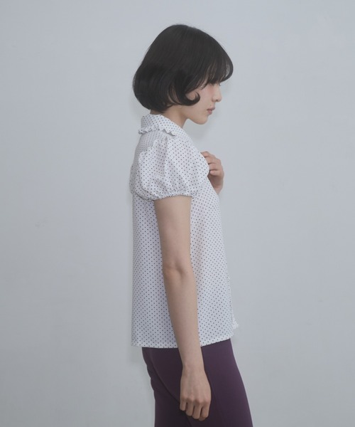 FEKETE（フェケテ） ブラウス シャツ 半袖 dot frill puff sleeve