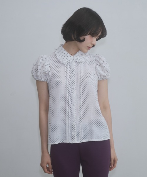 FEKETE（フェケテ） ブラウス シャツ 半袖 dot frill puff sleeve