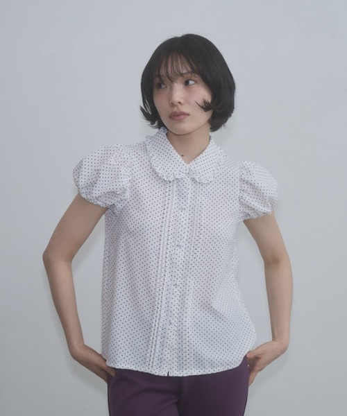 FEKETE（フェケテ） ブラウス シャツ 半袖 dot frill puff sleeve
