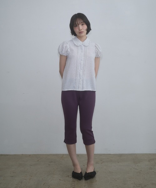 トップス fekete dot frill puff sleeve blouse FEKETE（フェケテ） ブラウス シャツ 半袖 dot frill puff sleeve
