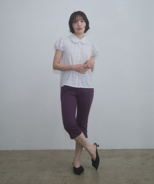 トップス fekete dot frill puff sleeve blouse FEKETE（フェケテ） ブラウス シャツ 半袖 dot frill puff sleeve
