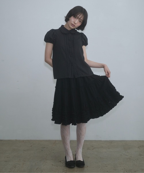 FEKETE（フェケテ） ブラウス シャツ dot frill puff sleeve blouse