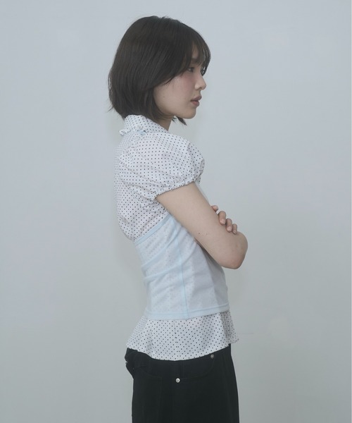 FEKETE（フェケテ） ブラウス シャツ dot frill puff sleeve blouse