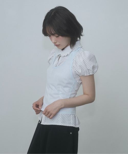 FEKETE（フェケテ） ブラウス シャツ dot frill puff sleeve blouse