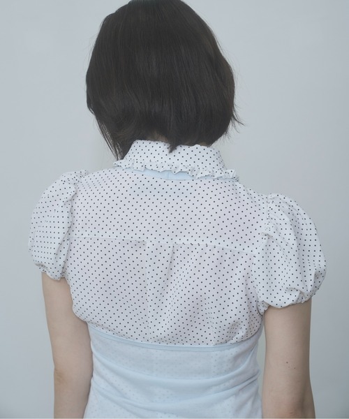 FEKETE（フェケテ） ブラウス シャツ 半袖 dot frill puff sleeve