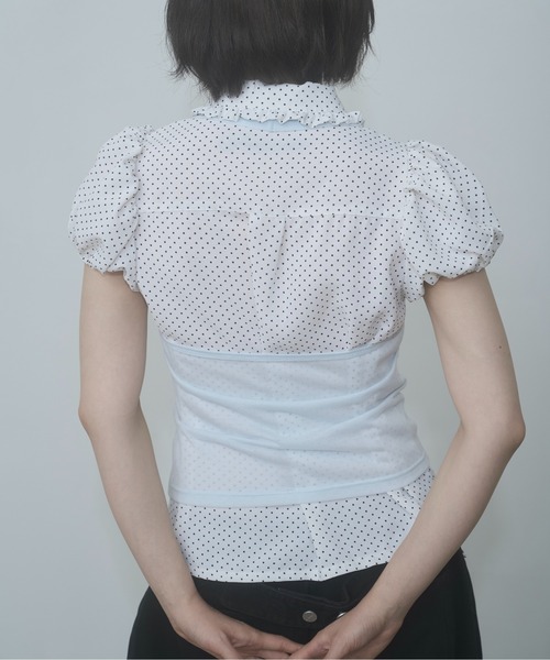 FEKETE（フェケテ） ブラウス シャツ dot frill puff sleeve blouse