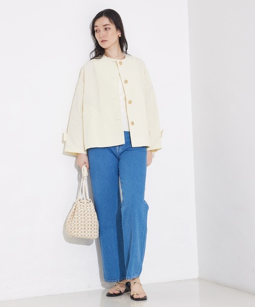 「Traditional Weatherwear」 ノーカラージャケット フリー クリーム レディース_画像5
