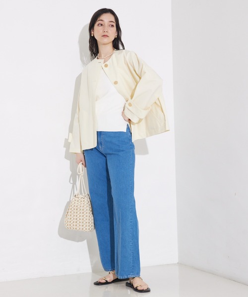 「Traditional Weatherwear」 ノーカラージャケット フリー クリーム レディース_画像6