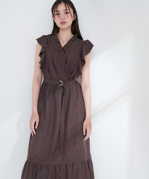 natural couture ワンピース フリルカシュクールワンピース : ZOZOTOWN