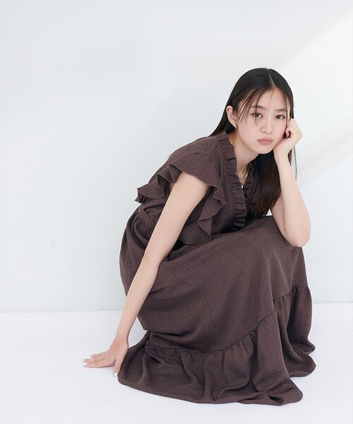 natural couture ワンピース フリルカシュクールワンピース : ZOZOTOWN
