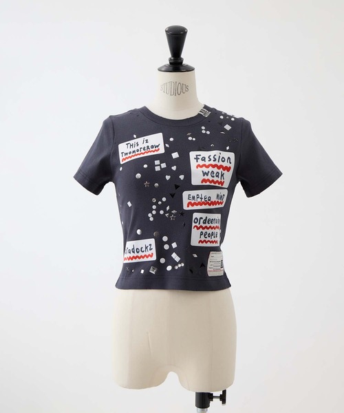 tシャツ 「MIHARA YASUHIRO/ミハラヤスヒロ」EMBELLISHED STICKER TEE/エンベリッシュドステッカーT レディースの画像