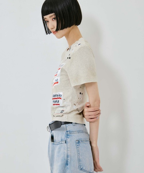 tシャツ 「MIHARA YASUHIRO/ミハラヤスヒロ」EMBELLISHED STICKER TEE/エンベリッシュドステッカーT レディースの画像