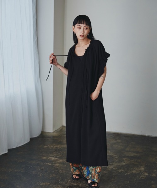 「mici」 半袖ワンピース ONE SIZE オレンジ レディース_画像3