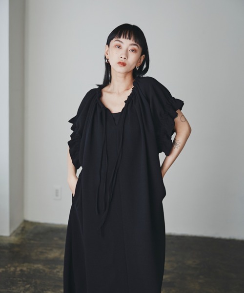 「mici」 半袖ワンピース ONE SIZE オレンジ レディース_画像8