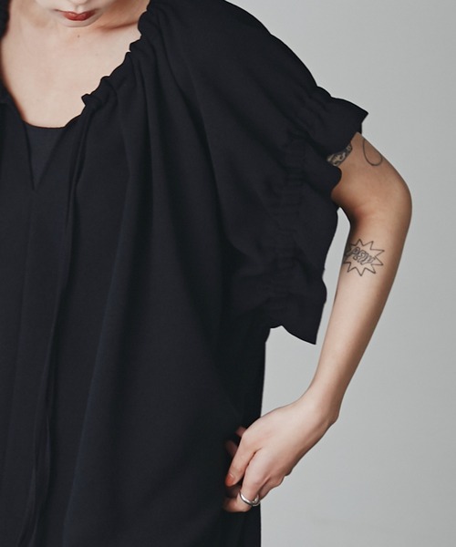 「mici」 半袖ワンピース ONE SIZE オレンジ レディース_画像9