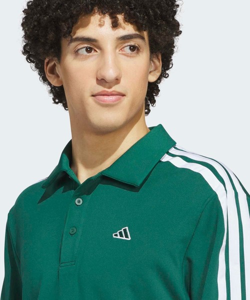 FR2GOLF ポロシャツ メンズ 緑色 adidas（アディダス） ポロシャツ スリーストライプス 長袖シャツ